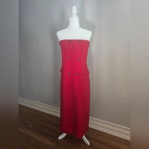 Zara Red Strapless Dress Elegant Design